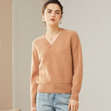 Women's 100% Superfine Cashmere V-Neck Sweater - slipintosoft