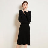 Women's A Line Cashmere Dress Long Sleeves Wrap Cashmere Dress - slipintosoft