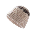 Womens Cable Knit Cashmere Hat Fair Isle Cashmere Beanie