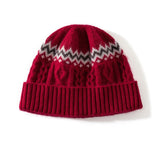Womens Cable Knit Cashmere Hat Fair Isle Cashmere Beanie