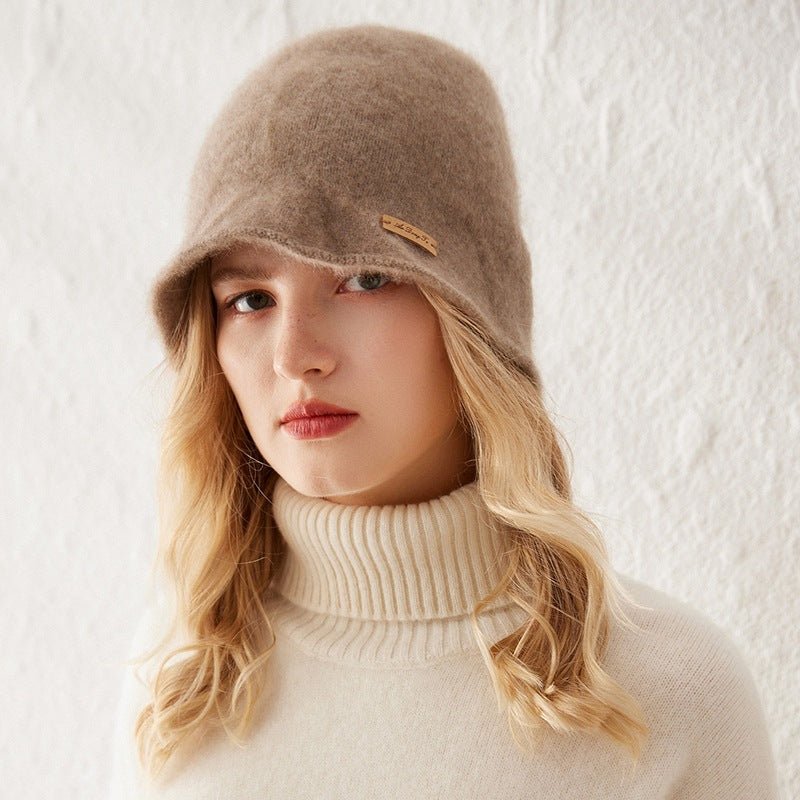 Womens Cashmere Bucket Hat Cashmere Knit Cloche Hat for Fall Winter Cashmere Hats