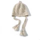 Womens Cashmere Hat Earflap Cashmere Beanie Cable Knit Tassel Hat