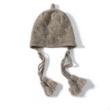 Womens Cashmere Hat Earflap Cashmere Beanie Cable Knit Tassel Hat