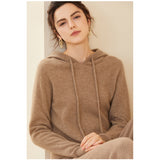 Women's Cashmere Hoodie Sweater Long Sleeve Cashmere Hooded Cashmere Sweater - slipintosoft