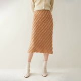 Women's Cashmere Midi Skirt with Tassels Knitted Cashmere Fitted Skirt Dresses - slipintosoft