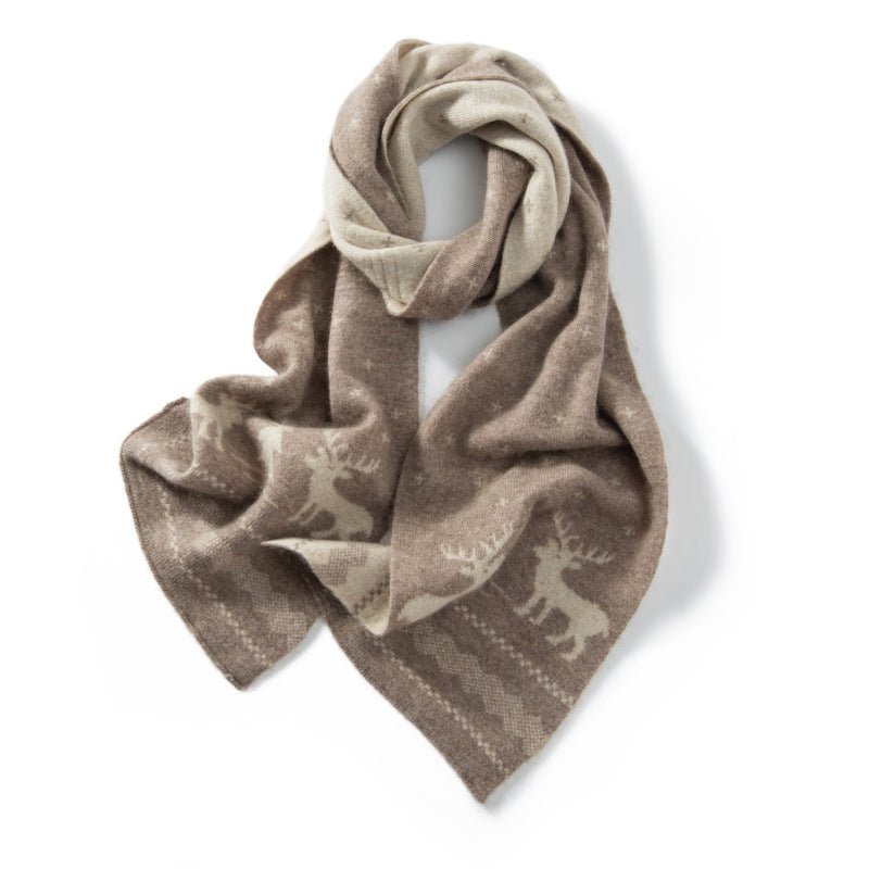 Womens Cashmere Scarf Christmas Deer Cashmere Wrap Scarves Holiday Gifts - slipintosoft