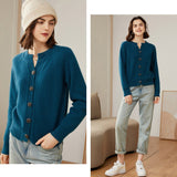 Women's Classic 100% Cashmere Button-Down Crewneck Cardigan - slipintosoft