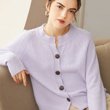 Women's Classic 100% Cashmere Button-Down Crewneck Cardigan - slipintosoft