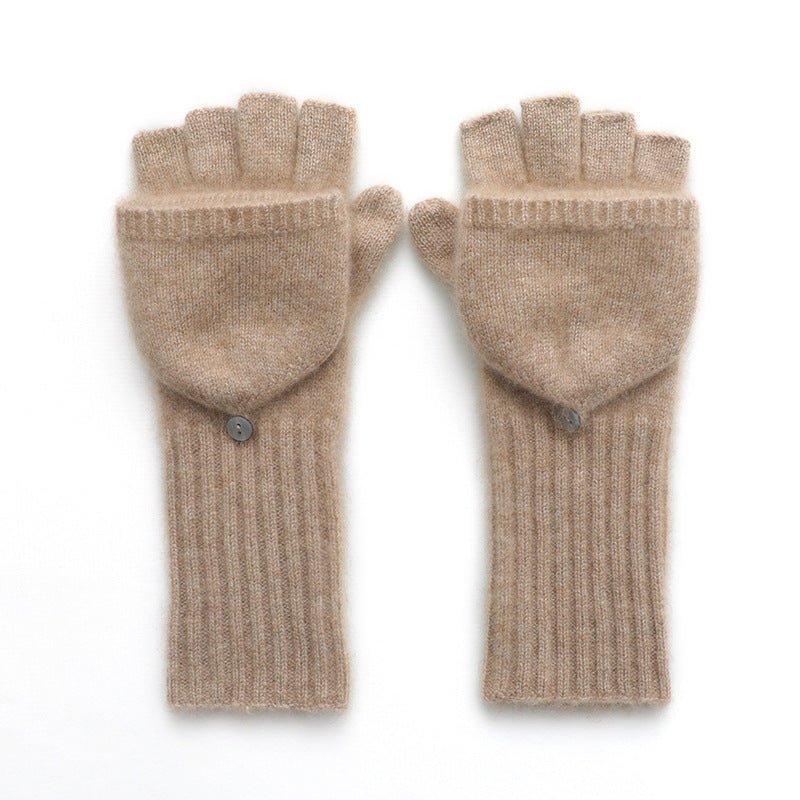 Womens Convertible Cashmere Knit Mittens Cashmere Flip Mittens