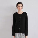 Womens Crew Neck Cashmere Cardigan Button Down Solid Cashmere Sweater Coat - slipintosoft