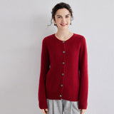 Womens Crew Neck Cashmere Cardigan Button Down Solid Cashmere Sweater Coat - slipintosoft