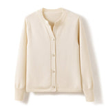 Women's Crew Neck Cashmere Cardigans Full Button-down Cashmere Sweater Outwear - slipintosoft