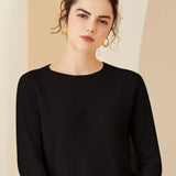 Women's Crew Neck Solid Cashmere Sweaters Long Sleeves Tops - slipintosoft