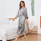 Batas de kimono de seda con flores para mujer, kimono 100% de seda con estampado floral