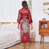 Batas de kimono de seda con flores para mujer, kimono 100% de seda con estampado floral