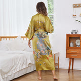 Batas de kimono de seda con flores para mujer, kimono 100% de seda con estampado floral