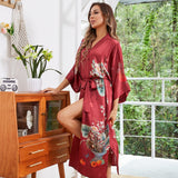 Batas de kimono de seda con flores para mujer, kimono 100% de seda con estampado floral