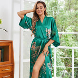 Batas de kimono de seda con flores para mujer, kimono 100% de seda con estampado floral