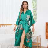 Batas de kimono de seda con flores para mujer, kimono 100% de seda con estampado floral