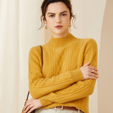 Women's Half Turtleneck Cashmere Cable-Knit Sweater - slipintosoft