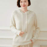 Women's Hoodie Cashmere Sweater Long Sleeve Cashmere Hooded Cashmere Sweater - slipintosoft