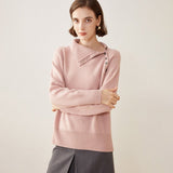 Women's Lapeled Neck Cashmere Sweater Turtleneck Solid Cashmere Pullover - slipintosoft