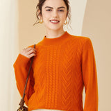 Women's Mock Neck Cashmere Long Sleeves Cable-Knit Sweater - slipintosoft