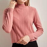 Women's Mock Neck Cashmere Sweater Long Sleeve Solid Basic Cashmere Pullover - slipintosoft