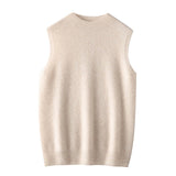 Women's Mock Neck Cashmere Vest Solid Cashmere Tank Tops - slipintosoft