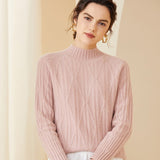 Women's Mock Neck Winter Cashmere Sweater Soft Warm Cashmere Sweater - slipintosoft