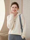 womens polo neck solid cashmere sweaters ladies long sleeve cashmere blouses pullover - slipintosoft