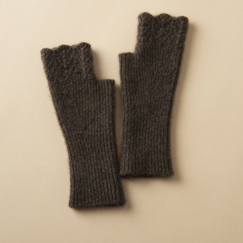 Women's Pure Cashmere Half Finger Gloves Luxuriously Soft Warm Winter Knit Gloves - slipintosoft