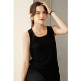 Women's Ribbed 100% Cashmere U-Neck Tank - slipintosoft