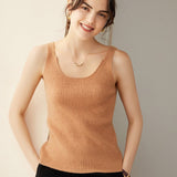 Women's Ribbed 100% Cashmere V-Neck Tank - slipintosoft