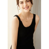 Women's Ribbed 100% Cashmere V-Neck Tank - slipintosoft