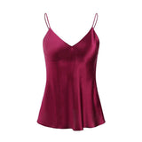 Women Short V Neck Silk Camisole Set sexy silk cami and shorts set sale - slipintosoft