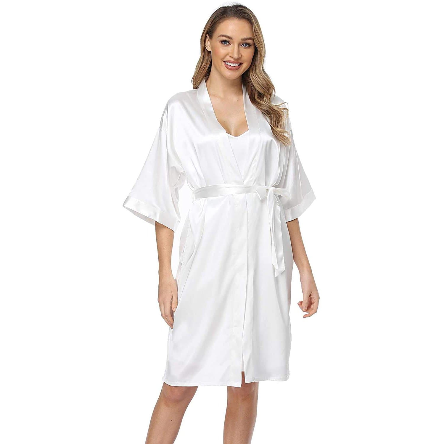 Long Silk Nightgown And Robe Set for Women Sexy  Silk Sleepwear -  slipintosoft