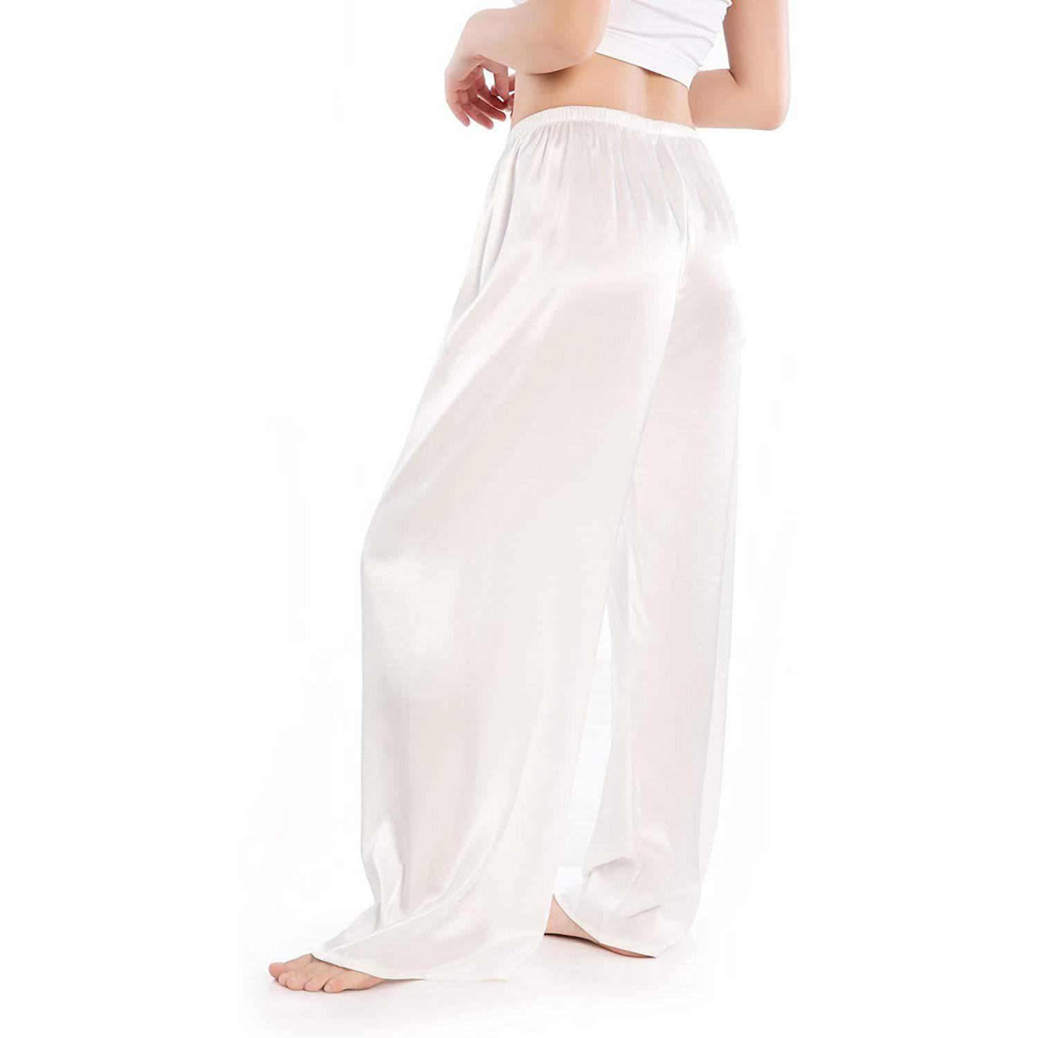 Womens Wide Leg Silk Pajama Pants Silk Casual Loose Elastic Waist Lounge Pants Pj Bottoms - slipintosoft