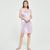 Women's Silk Nightgown One-Piece Ladies' Sleeveless Silk Nightwear - slipintosoft