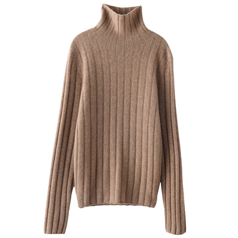 Women's Slim Fit Cashmere Sweater Pile Collar Cashmere Knitted Pullover - slipintosoft