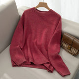 womens solid cashmere sweater crew neck cashmere pullover basic tops for fall winter - slipintosoft