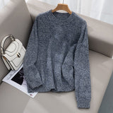 womens solid cashmere sweater crew neck cashmere pullover basic tops for fall winter - slipintosoft