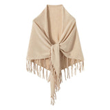 Women's Solid Cashmere Wrap Scarf with Tassels - slipintosoft