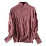 Women's Turtle Neck Cashmere Sweater Basic Solid Cashmere Knitted Pullover - slipintosoft