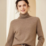 Women's Turtleneck Cashmere Sweater Pile Collar Cashmere Knitted Pullover - slipintosoft