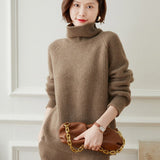 Women's Turtleneck Cashmere Sweater Ribbed Pullover Warm Cashmere Tops - slipintosoft