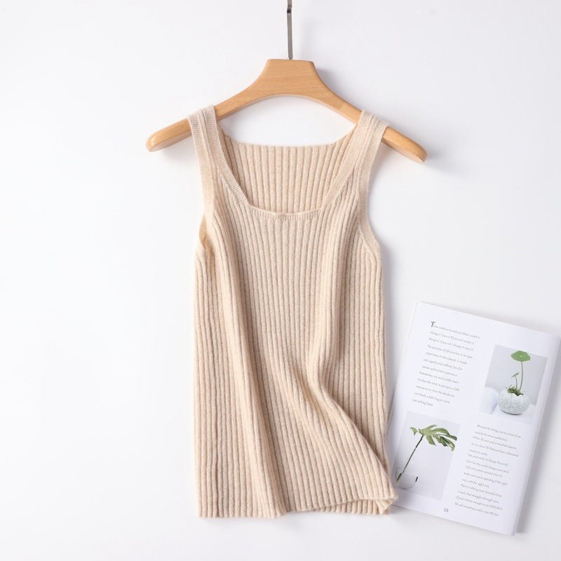 Womens Ribbed Knit Cashmere Vest Sleeveless Cashmere Tank Top