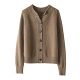 Women's V-Neck Button Front Long Sleeve Cashmere Cardigan Cashmere Cardigan Tops - slipintosoft