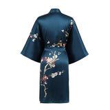 100% Short Silk Kimono Robe for Women's Cherry Blossom Pure Silk Robes - slipintosoft