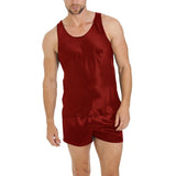 Men Shorts Silk Tank Top Set Silk Pajamas Sets Sleeveless Summer Silk Sleepwear